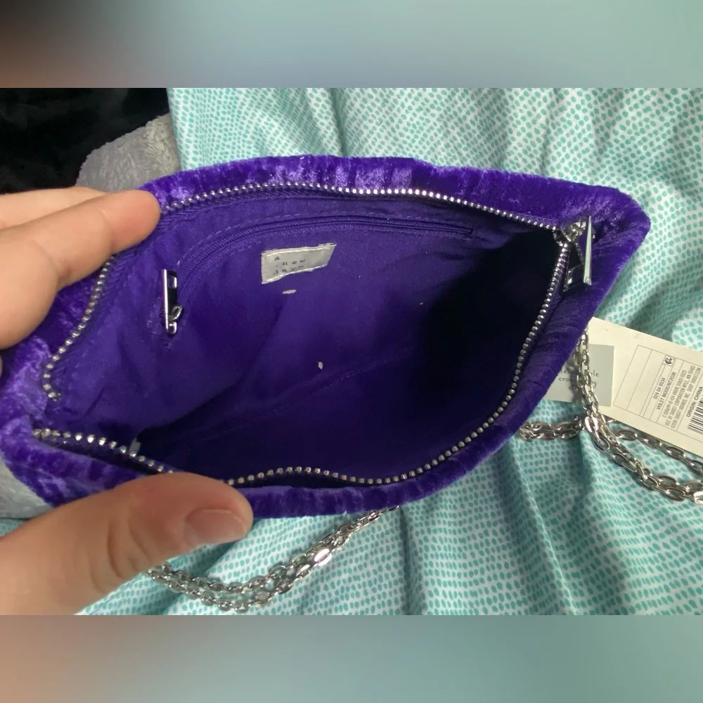 A New Day Purple Velvet Like Purse